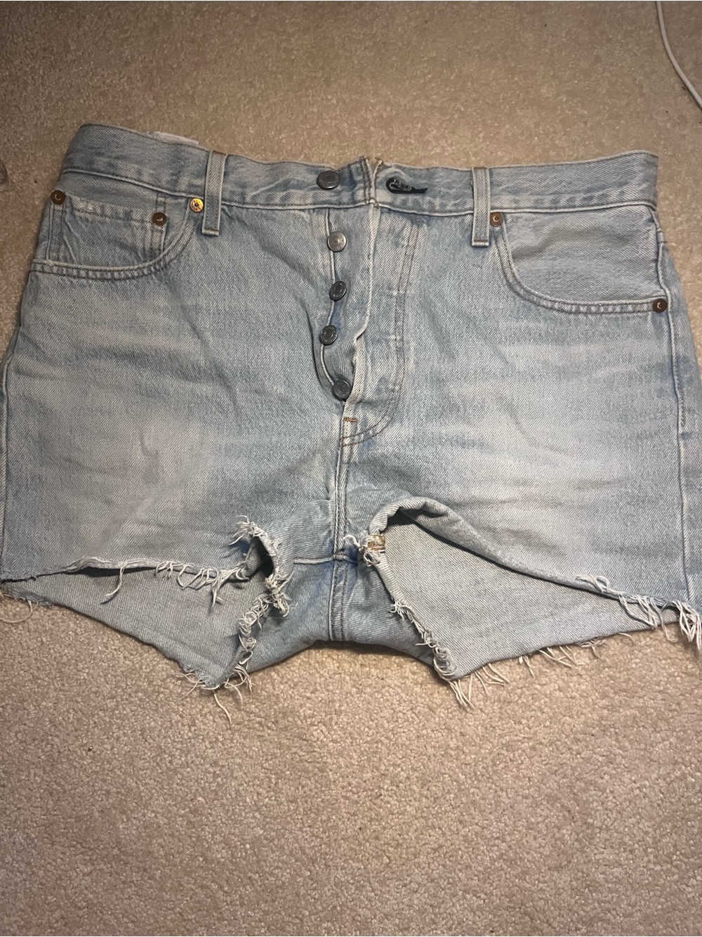 Signature by Levi Strauss Light Blue Distressed High-Rise Denim Shorts